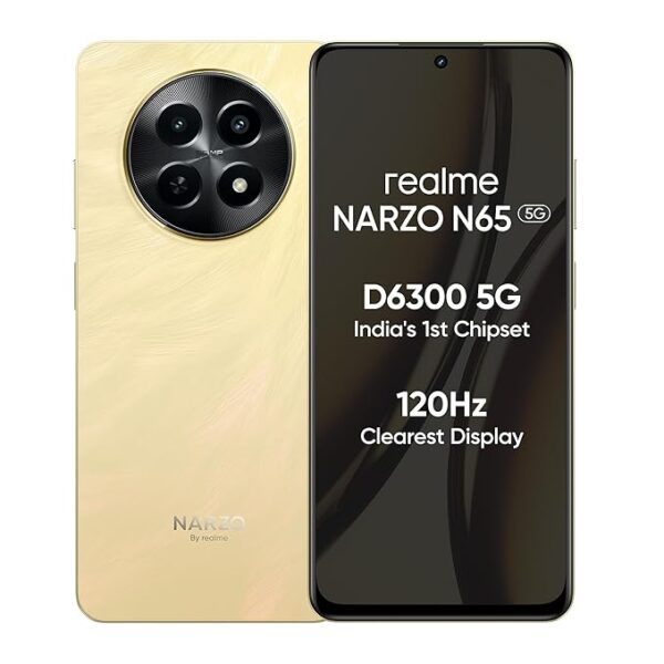 realme NARZO N65 5G (Amber Gold 6GB RAM, 128GB Storage) India's 1st D6300 5G Chipset | Ultra Slim Design | 120Hz Eye Comfort Display | 50MP AI Camera| Charger in The Box Visit the realme Store