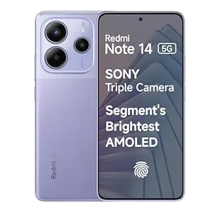 Redmi Note 14 5G (Phantom Purple, 8GB RAM 256GB Storage) | Global Debut MTK Dimensity 7025 Ultra | 2100 nits Segment Brightest 120Hz AMOLED | 50MP Sony LYT 600 OIS+EIS Triple Camera