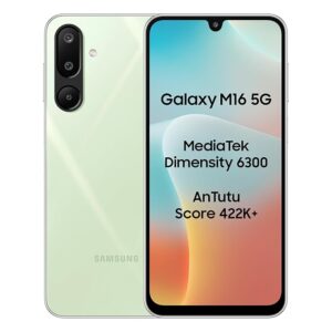 Samsung Galaxy M16 5G (Mint Green, 8GB RAM, 128 GB Storage) | MediaTek Dimensity 6300 | AnTuTu Score 422K+ | Super Amoled Display | 25W Fast Charging | 6 Gen. of OS Upgrades | Without Charger