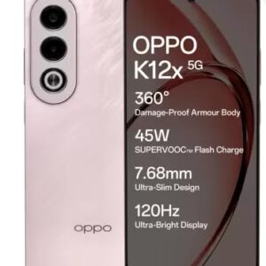 Oppo K12x 5G with 45W SUPERVOOC Charger in-The-Box Feather Pink
