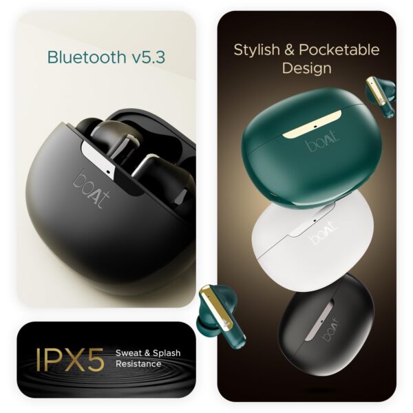 boAt Airdopes 141 ANC(~32dB), 50ms Low Latency, 4Mics ENx,42Hrs Battery, Fast Charge,IPX5, v5.3 Bluetooth TWS in Ear Earbuds Wireless Earphones with mic (Gunmetal - Image 6