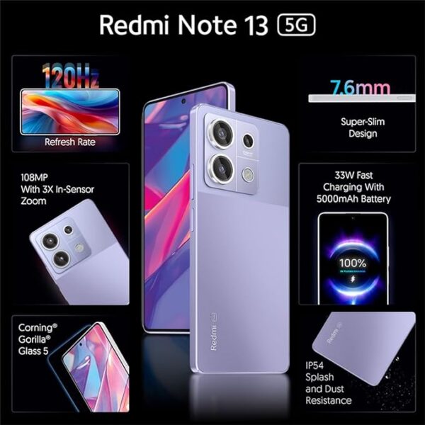 Redmi Note 13 5G (Chromatic Purple, 8GB RAM, 256GB Storage) - Image 3