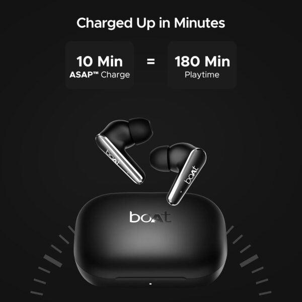 boAt Airdopes 280 ANC, Active Noise Cancellation(~32dB), 60Hrs Battery, 13mm Drivers, 4Mics ENx, Fast Charge, IPX5, v5.3 Bluetooth Earbuds, TWS Ear Buds Wireless Earphones with mic (Active Black) - Image 2